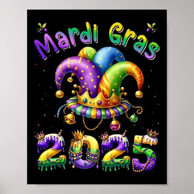 Affiche Joyeux Mardi Gras Carnaval Mardi Gras 2025 Jester  (Devant)