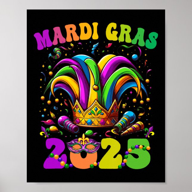 Affiche Joyeux Mardi Gras Carnaval Mardi Gras 2025 Jester  (Devant)