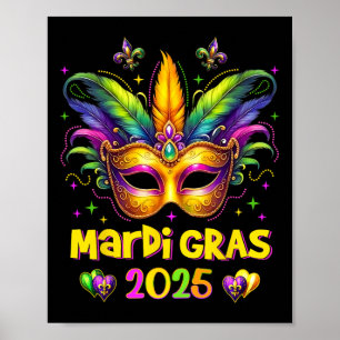 Affiche Joyeux Mardi Gras Carnaval Mardi Gras Mask 2025 Je