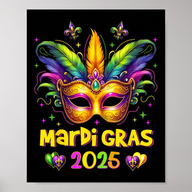 Affiche Joyeux Mardi Gras Carnaval Mardi Gras Mask 2025 Je (Devant)