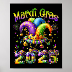 Affiche Joyeux Mardi Gras Carnival 2025 Mardi Gras Jester 