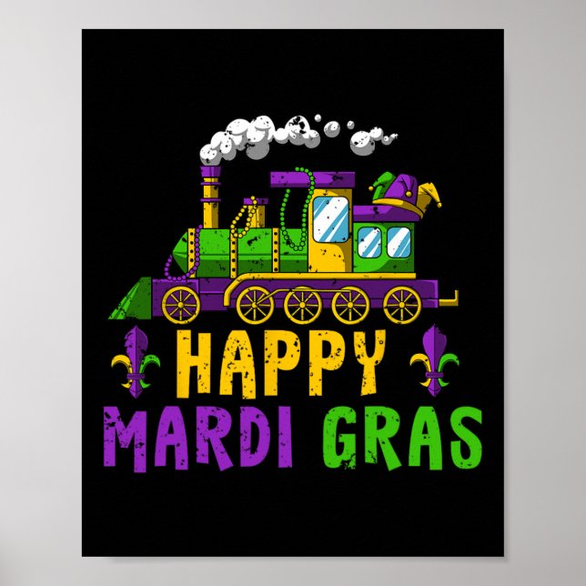 Affiche Joyeux Mardi Gras Jester Train Carnival Parade Par (Devant)