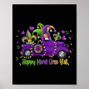Affiche Joyeux Mardi Gras Y'all Camion Leopard Mardi Gras 