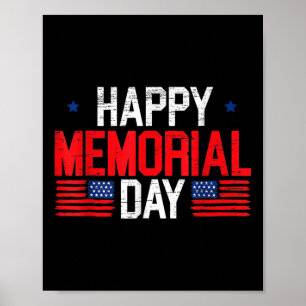 Affiche Joyeux Memorial Day Drapeau américain patriotique