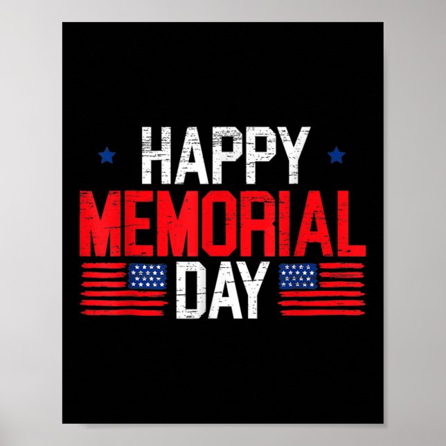 Affiche Joyeux Memorial Day Drapeau américain patriotique (Devant)