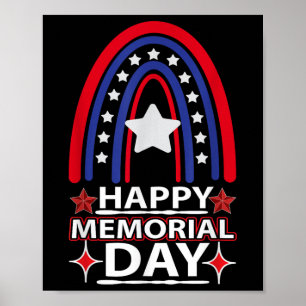 Affiche Joyeux Memorial Day Rainbow Usa Drapeau américain
