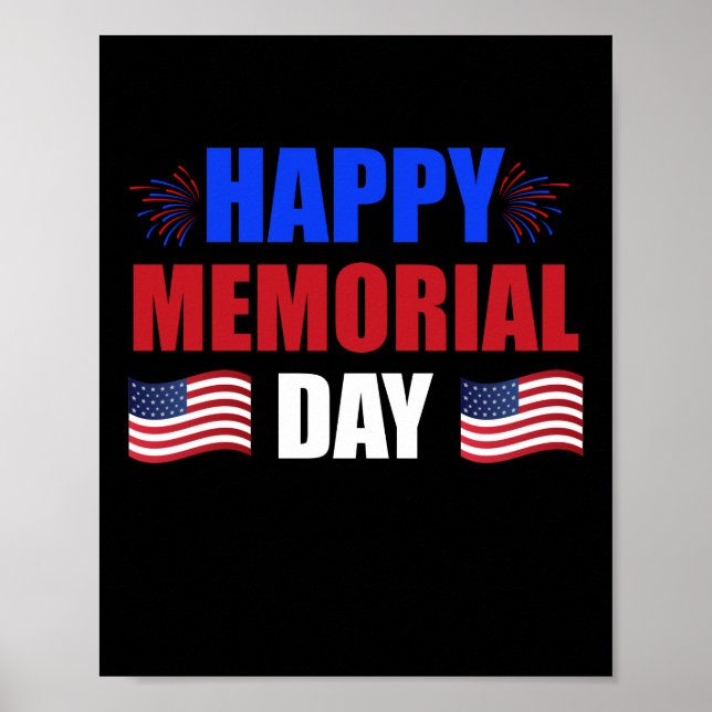 Affiche Joyeux Memorial Day USA Drapeau américain patrioti (Devant)