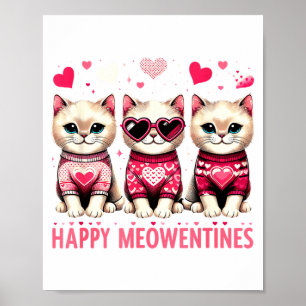 Affiche Joyeux Meowentines Mignons Chats de la Saint-Valen