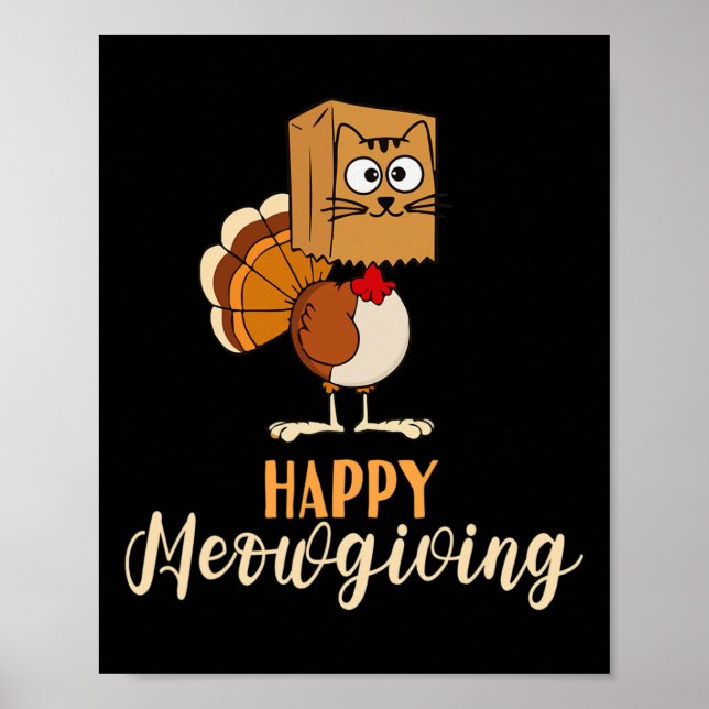 Affiche Joyeux Meowgiving Drôle Thanksgiving Automne Ca Au (Devant)