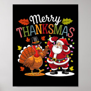 Affiche Joyeux Merci de Noël Thanksgiving Christmas, Dinde