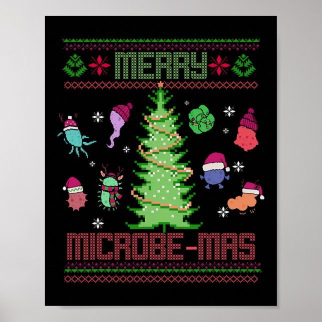Affiche Joyeux Microbe-Noël Microbiologie Scientifiques No (Devant)