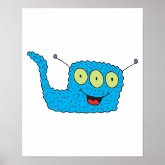 Affiche joyeux monstre bleu