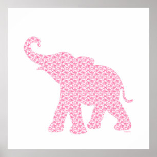 Affiche Joyeux Motif d'Art Eléphant Rose