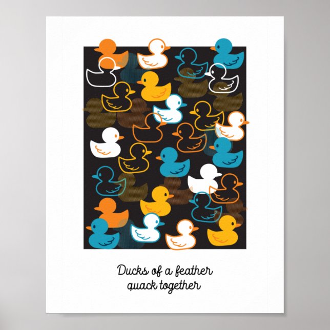 Affiche Joyeux Motif nager une patte de canards (Devant)