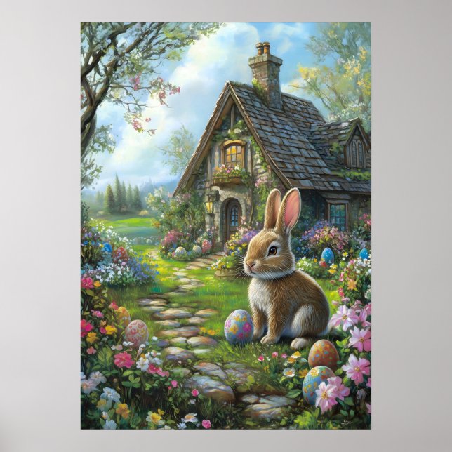Affiche Joyeux Mur de lapin de Pâques (Devant)