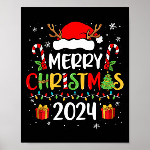 Affiche Joyeux Noël 2024 Santa Hat Correspondance de famil