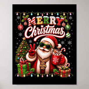 Affiche Joyeux Noël 2026 Superbe Père Noël Fête de Fêtes