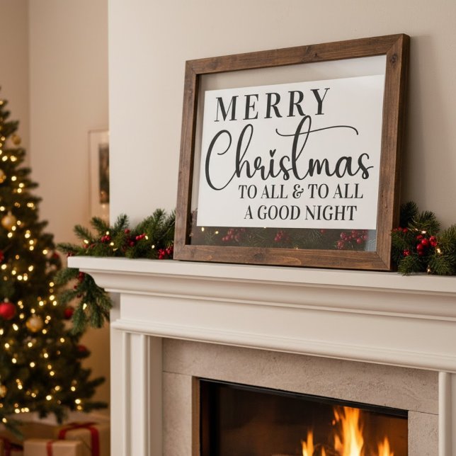 Affiche Joyeux Noël À Tous & À Tous Une Bonne Nuit (Merry Christmas To All & To All A Good Night Poster)