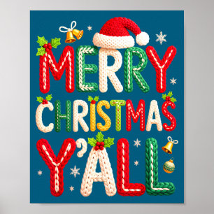Affiche Joyeux Noël à tous Père Noël Crochet Tricot Courte