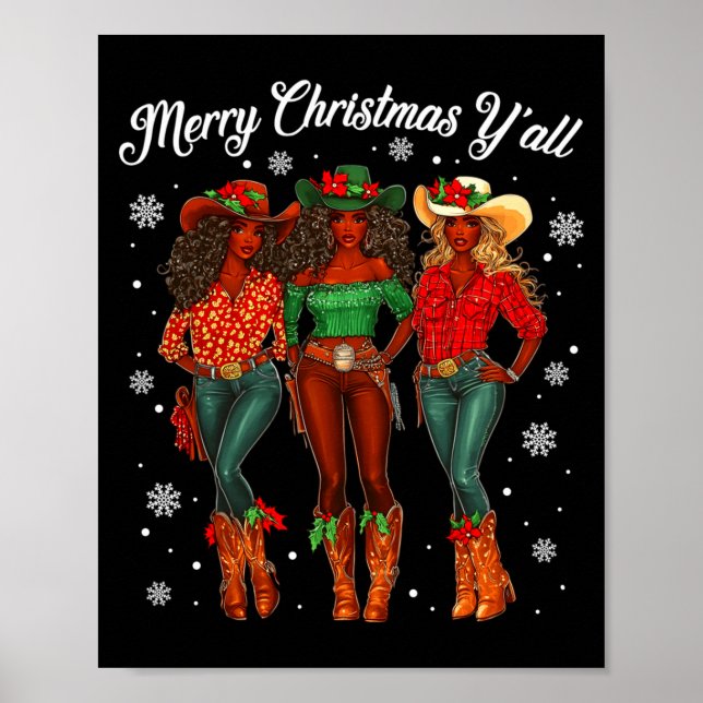 Affiche Joyeux Noël à vous les cow-girls noires africaines (Devant)
