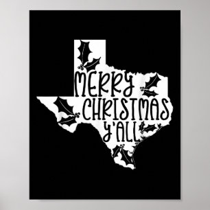 Affiche Joyeux Noël à vous tous Texas Gui Blanc Graphique