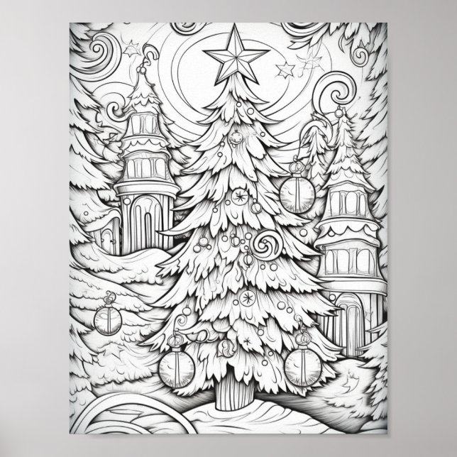 Affiche Joyeux Noël Adulte Coloration (Devant)