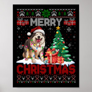 Affiche Joyeux Noël Alaskan Malamute Amoureux des chiens U