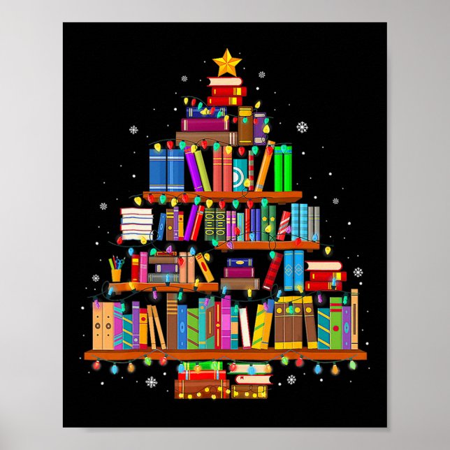 Affiche Joyeux Noël Arbre Livres de lecture Amateur Biblio (Devant)
