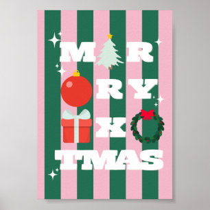 Affiche Joyeux Noël Art de vacances rétro chic