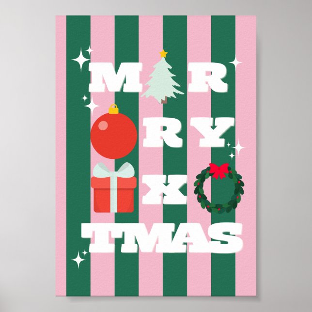 Affiche Joyeux Noël | Art de vacances rétro chic (Devant)
