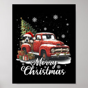 Affiche Joyeux Noël Australien Berger Chien chevauchant Ro