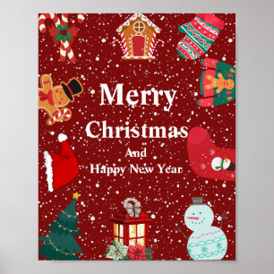 Affiche Joyeux Noël avec des vacances rouges