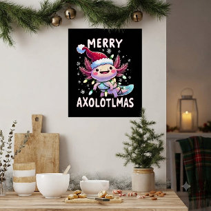 Affiche Joyeux Noël Axolotl Lumières Axolotlmas Arbre
