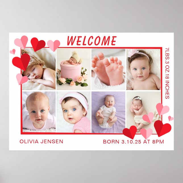 Affiche Joyeux Noël Bébé Statistiques de naissance 4 Photo (Devant)