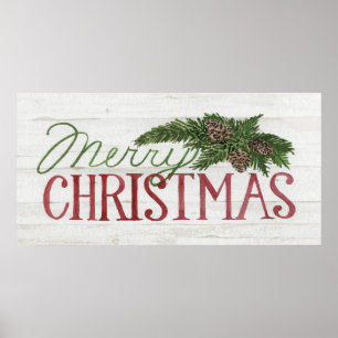 Affiche Joyeux Noël   Bois blanc