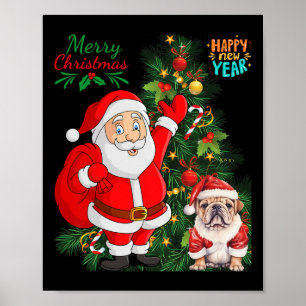 Affiche Joyeux Noël Bonne année Père Noël Français