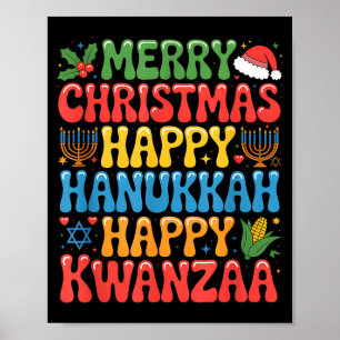 Affiche Joyeux Noël Bonne Hanouka Citation Kwanzaa