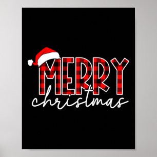 Affiche Joyeux Noël Buffalo Red Plaid Santa Hat Xmas P