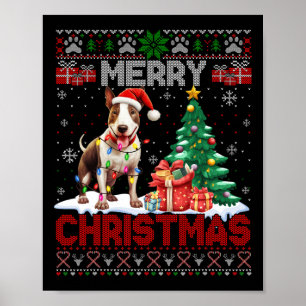 Affiche Joyeux Noël Bull Terrier Amoureux de les chiens Ug