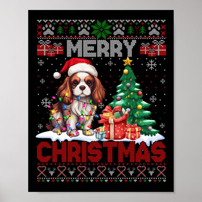 Affiche Joyeux Noël Cavalier King Amoureux de les chiens l (Devant)