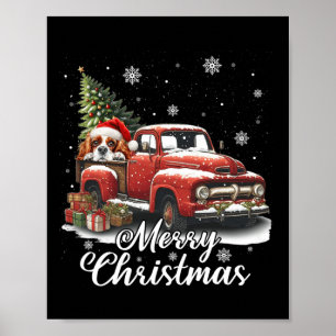Affiche Joyeux Noël Cavalier King Charles Dog Riding R