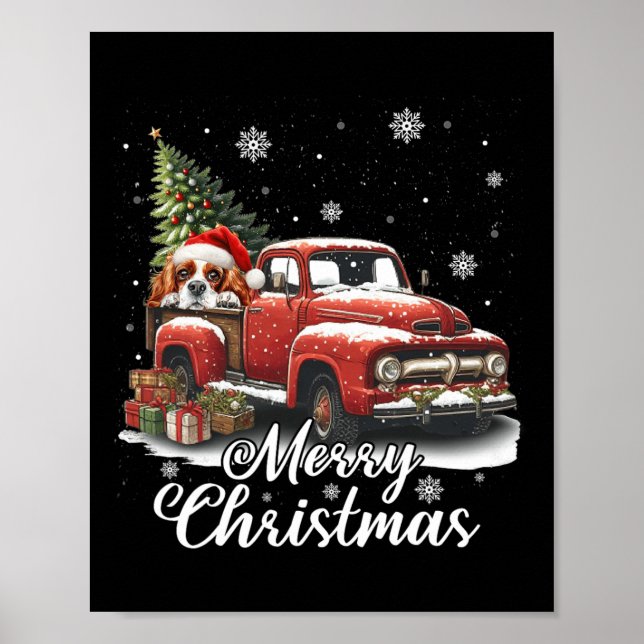 Affiche Joyeux Noël Cavalier King Charles Dog Riding R (Devant)