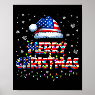 Affiche Joyeux Noël Chapeau de Père Noël Pjs Pyjama Drapea