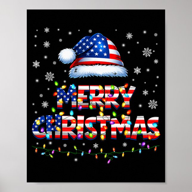 Affiche Joyeux Noël Chapeau de Père Noël Pjs Pyjama Drapea (Devant)