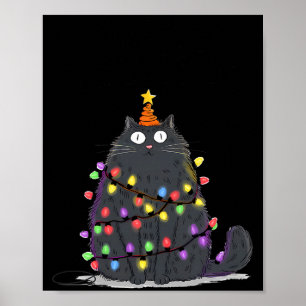 Affiche Joyeux Noël Chats Arbres Amoureux Mignons Catmas