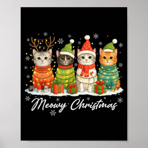 Affiche Joyeux Noël Chats Fêtes Lumineuses Saison Cosy Xm