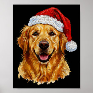 Affiche Joyeux Noël Chien Retriever Golden Mignon Noël