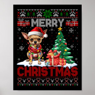Affiche Joyeux Noël Chihuahua Amoureux des chiens Famille 