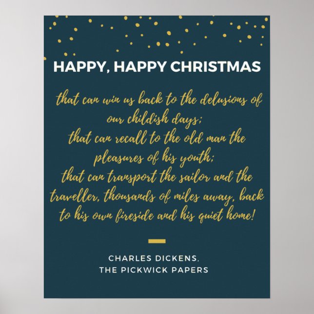 Affiche Joyeux Noël - Citation de Charles Dickens (Devant)