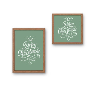 Affiche Joyeux Noël cité blanc et vert